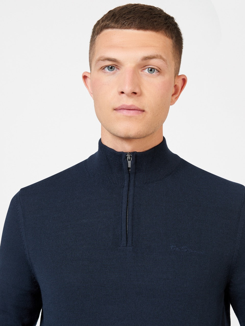 Knitwear Ben Sherman Merino Half-Zip Bleu Marine | NOU-27342793